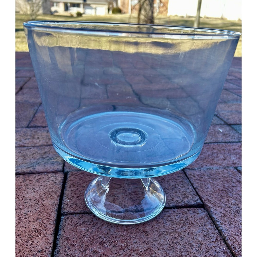 Vintage Crystal Large Footed Trifle Bowl 8X9Clear Thick Crystal Nice Weight